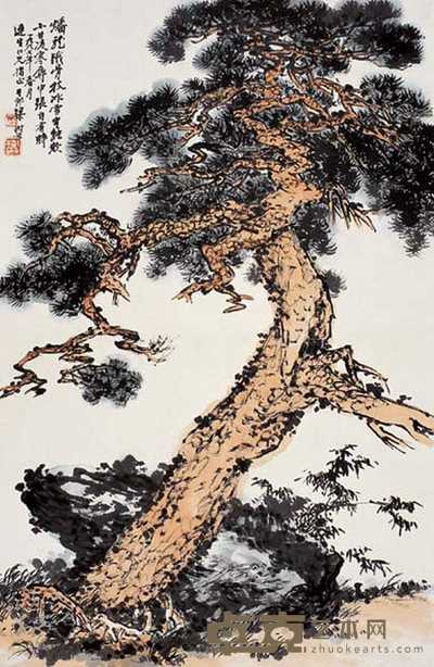 梁树年 松竹图 立轴 70×46cm